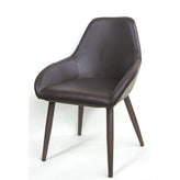 brown vinyl chair with durable wood grain metal frame 1