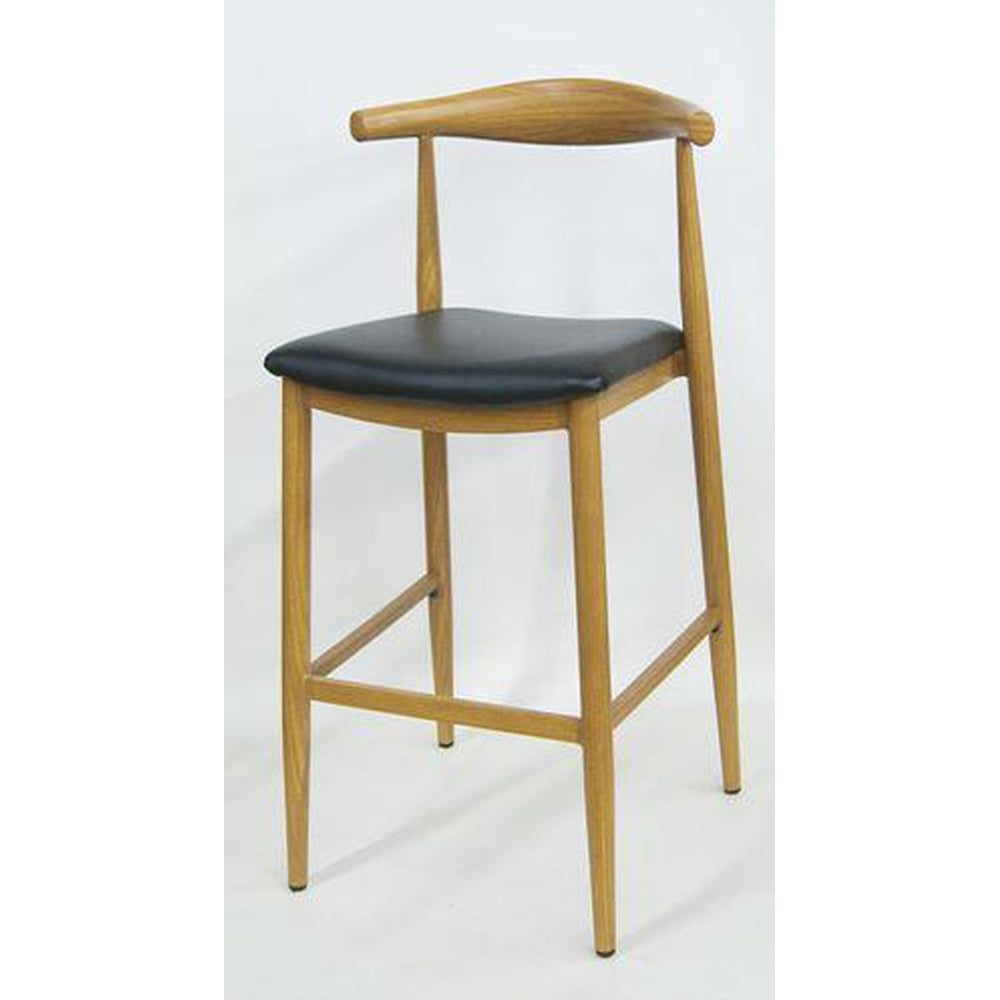mid century modern elbow durable wood grain metal frame bar stool