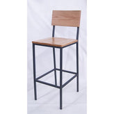 natural oak industrial style bar stool with black metal frame 1