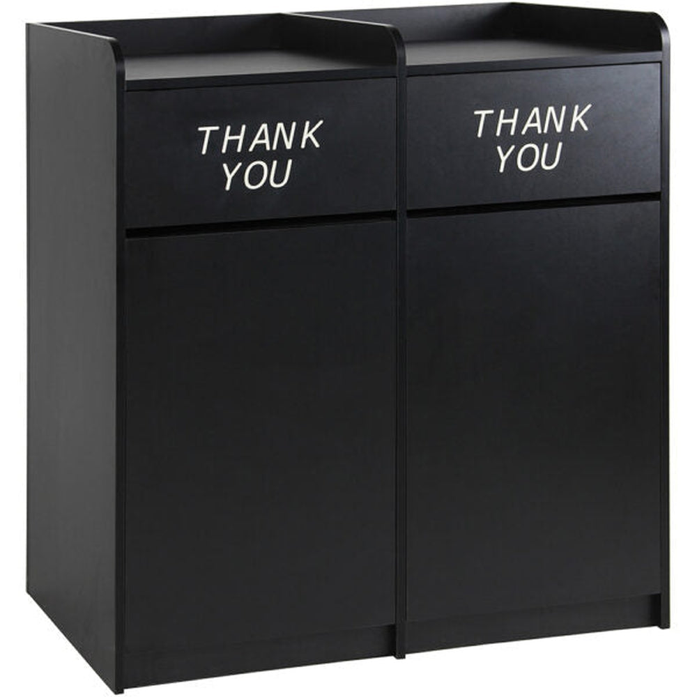 Black Double Trash Receptacle with “THANK YOU” Swing Doors