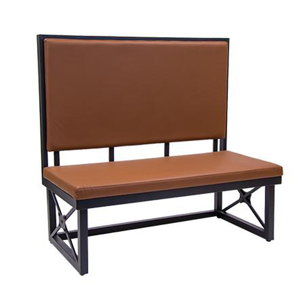 Modern Upholstered Booths with Black Metal Frame and Brown Vinyl Seat and Back