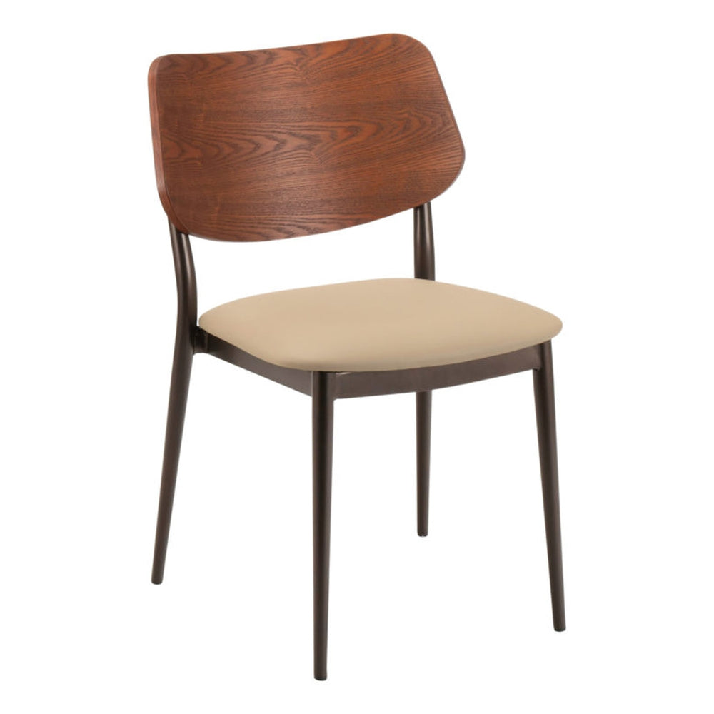 Stackable Modern Upholstered Metal Chair with Brown Frame