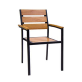 black steel arm chair with rosewood seat and back