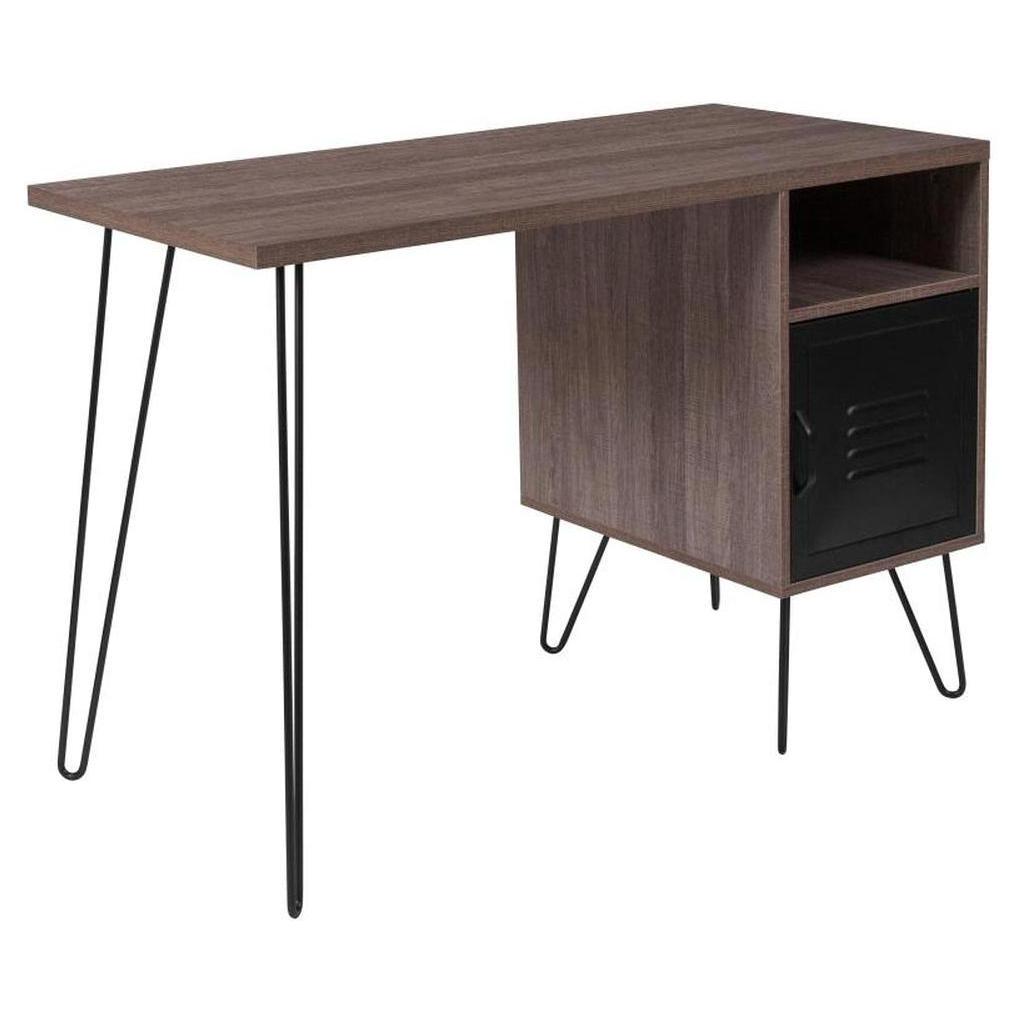 Woodridge Collection Rustic Wood Grain Finish Computer Desk with Metal ...