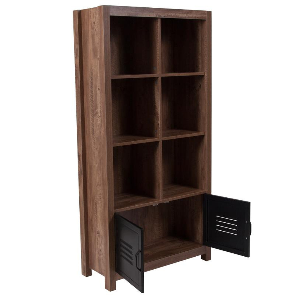 New Lancaster Collection 59.5"H 6 Cube Storage Organizer Bookcase with Metal Cabinet Doors