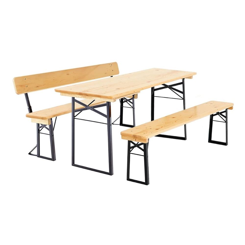 Classic Outdoor Beer Garden Table with Standard and Backrest Bench Set