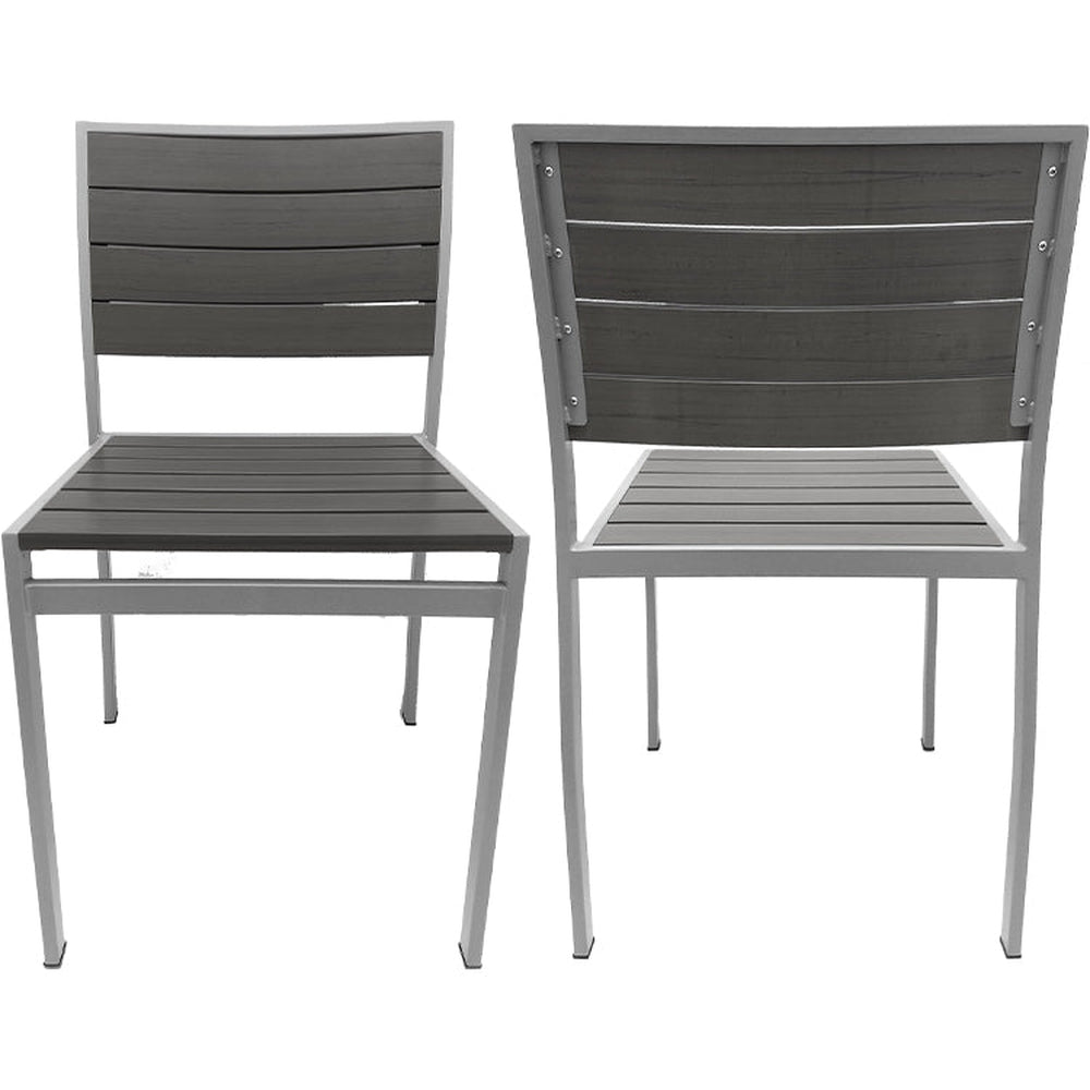 outdoor teak chair with gray slats