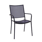 outdoor black metal armchair punched hole mesh