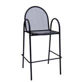 outdoor black metal barstool with punched hole mesh