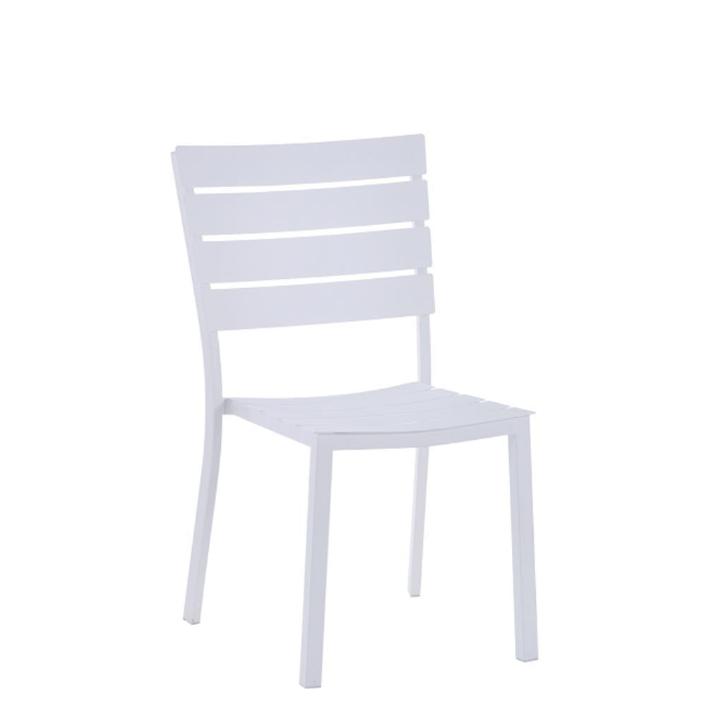 outdoor ladder back metal chair in white finish