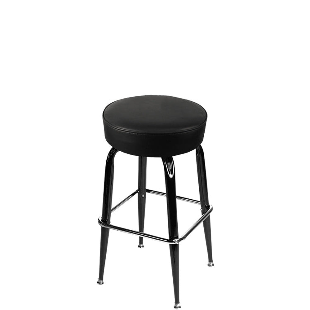 os standard button top barstool with gloss black swivel frame