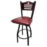 shoreline wood back barstool with black swivel frame