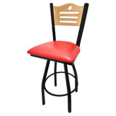shoreline wood back barstool with black swivel frame
