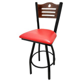 shoreline wood back barstool with black swivel frame