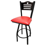 shoreline wood back barstool with black swivel frame