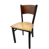 plain wood back chair with black frame