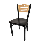 shoreline wood back chair with black frame