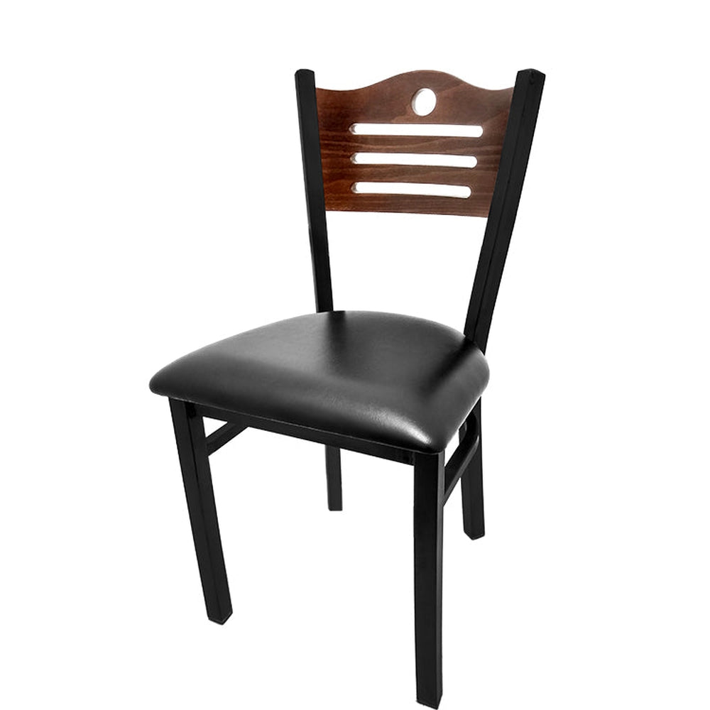 shoreline wood back chair with black frame