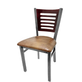 5 line wood back chair with clear coat frame