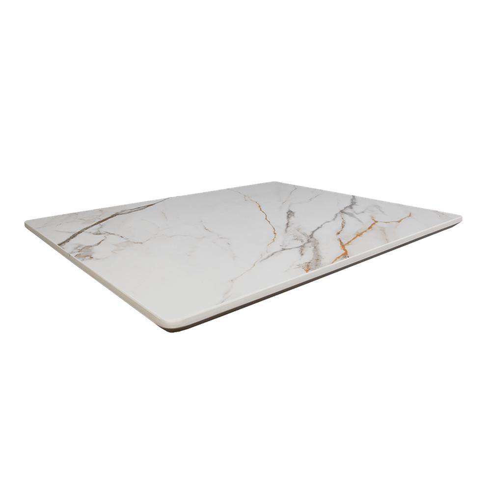 Flat White Marble Pattern Sintered Stone Outdoor Table Top