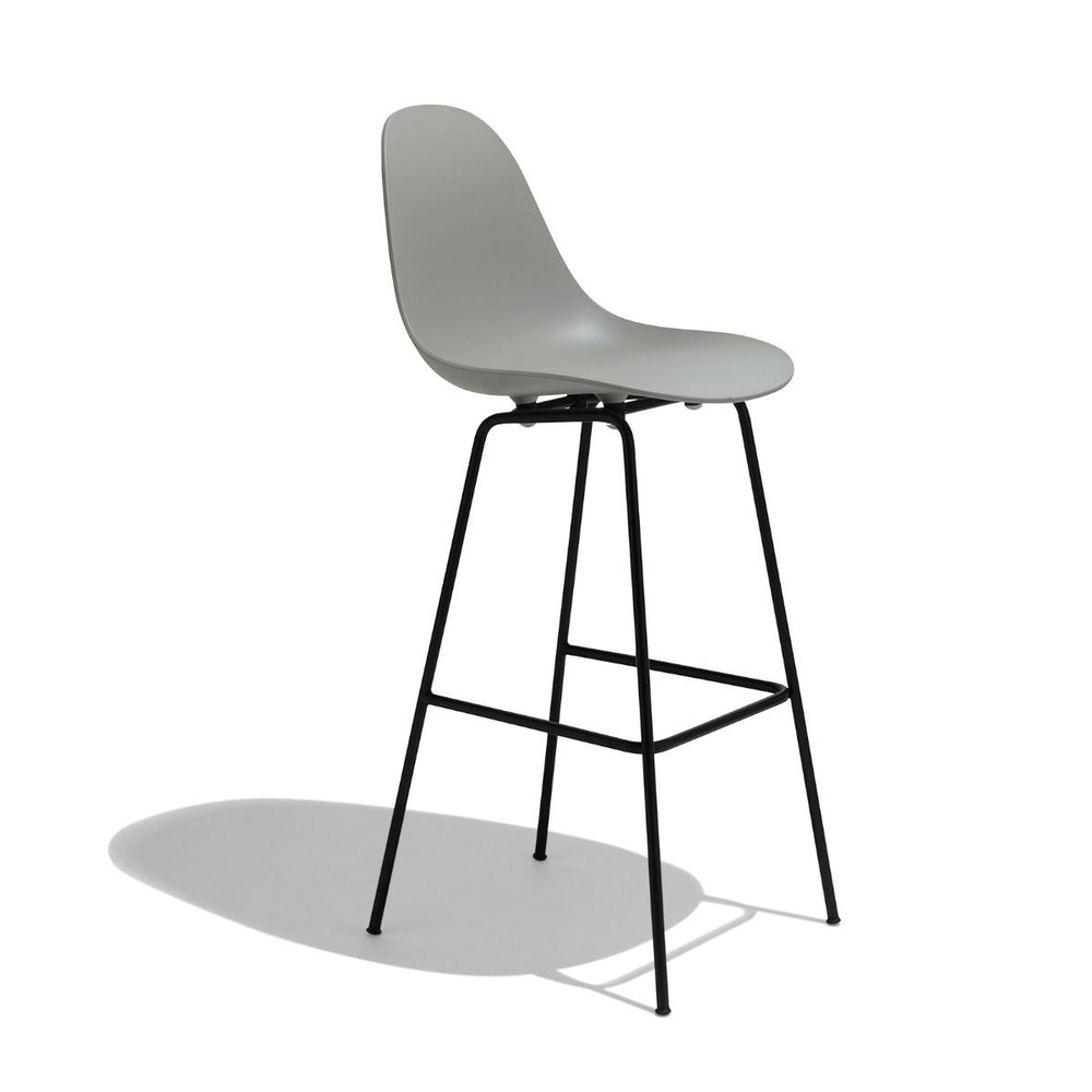 ta bar stool with black seat and chrome base