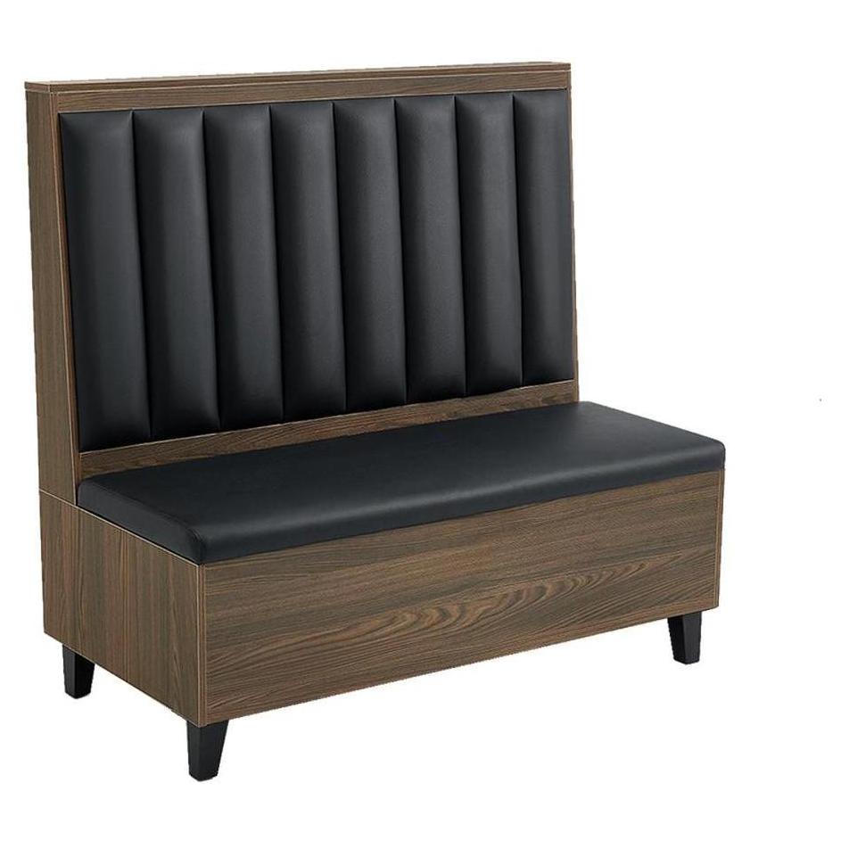 V Back Booth Black Upholstered Back Booths with Walnut Veneer Seats | Booths ...