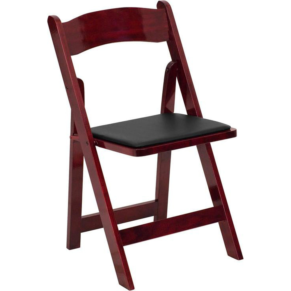 fruitwood wood folding chair with vinyl padded seat