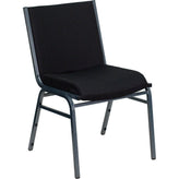 heavy duty 3 thickly padded black patterned upholstered stack chair with ganging bracket