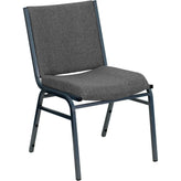 heavy duty 3 thickly padded gray upholstered stack chair with ganging bracket