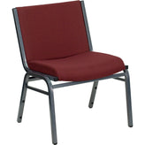 1000 lb capacity big and tall extra wide burgundy fabric stack chair with ganging bracket