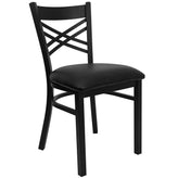 black x back metal restaurant chair burgundy vinyl seat