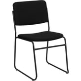 1000 lb capacity high density black fabric stacking chair with sled base