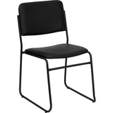1000 lb capacity high density black vinyl stacking chair with sled base