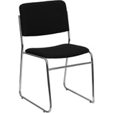 1000 lb capacity black fabric high density stacking chair with chrome metal sled base
