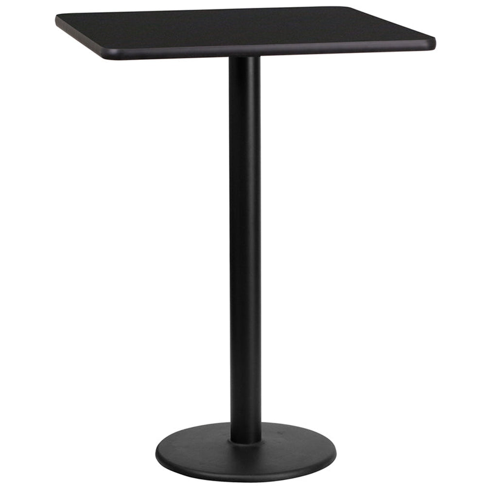 24inch x 30inch rectangular laminate table top with 18inch round table base