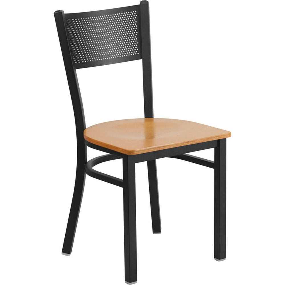 hercules series black grid back metal restaurant chair