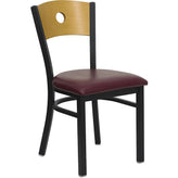 hercules series black circle back metal restaurant chair natural wood back