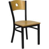 hercules series black circle back metal restaurant chair natural wood back