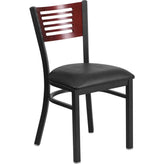hercules series black slat back metal restaurant chair