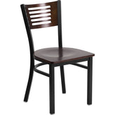 hercules series black slat back metal restaurant chair