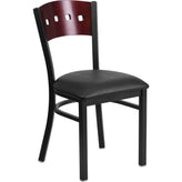 hercules series black 4 square back metal restaurant chair mahogany wood back