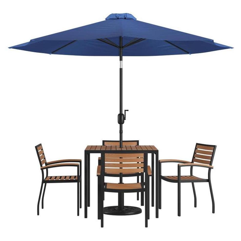 4 seat patio furniture set with umbrella MFSTUDIO Table and Chairs of 4, Swivel Mesh Chairs, Blue hosting a party Dining set of 1709 in