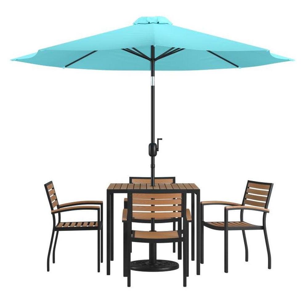 Lark Piece Outdoor 35in Patio Table Set with Umbrella and