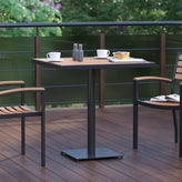 outdoor patio bistro dining table with faux teak poly slats 30 square