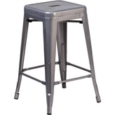 tolix style 24 inch clear backless metal indoor stool