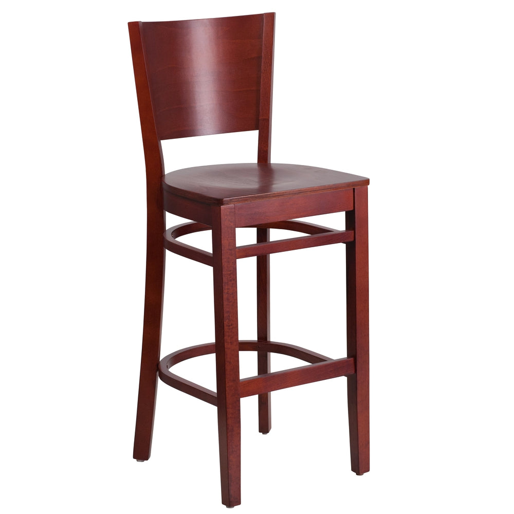 lacey series solid back wood bar stool