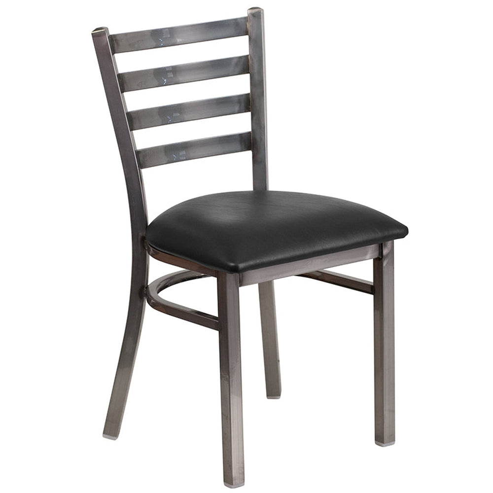 hercules series black ladder back metal restaurant chair