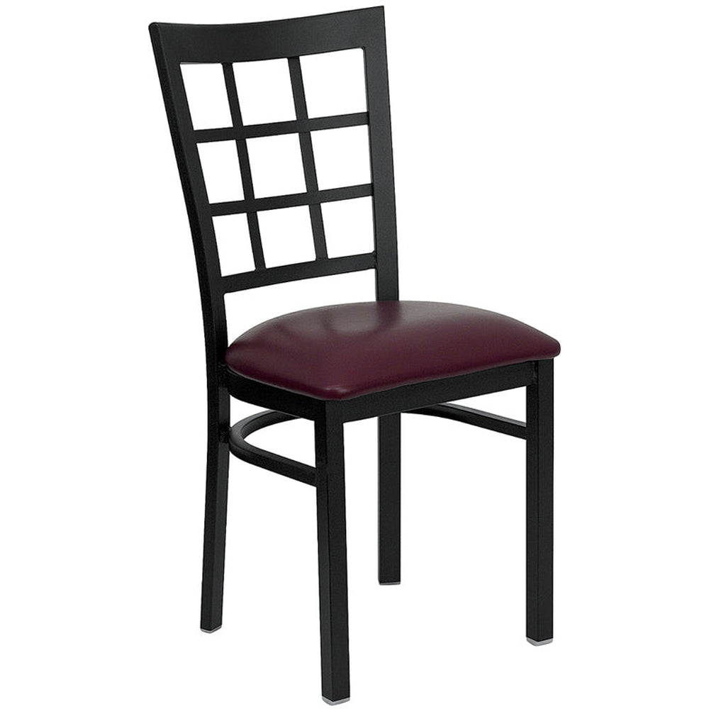 hercules series black window back metal restaurant chair