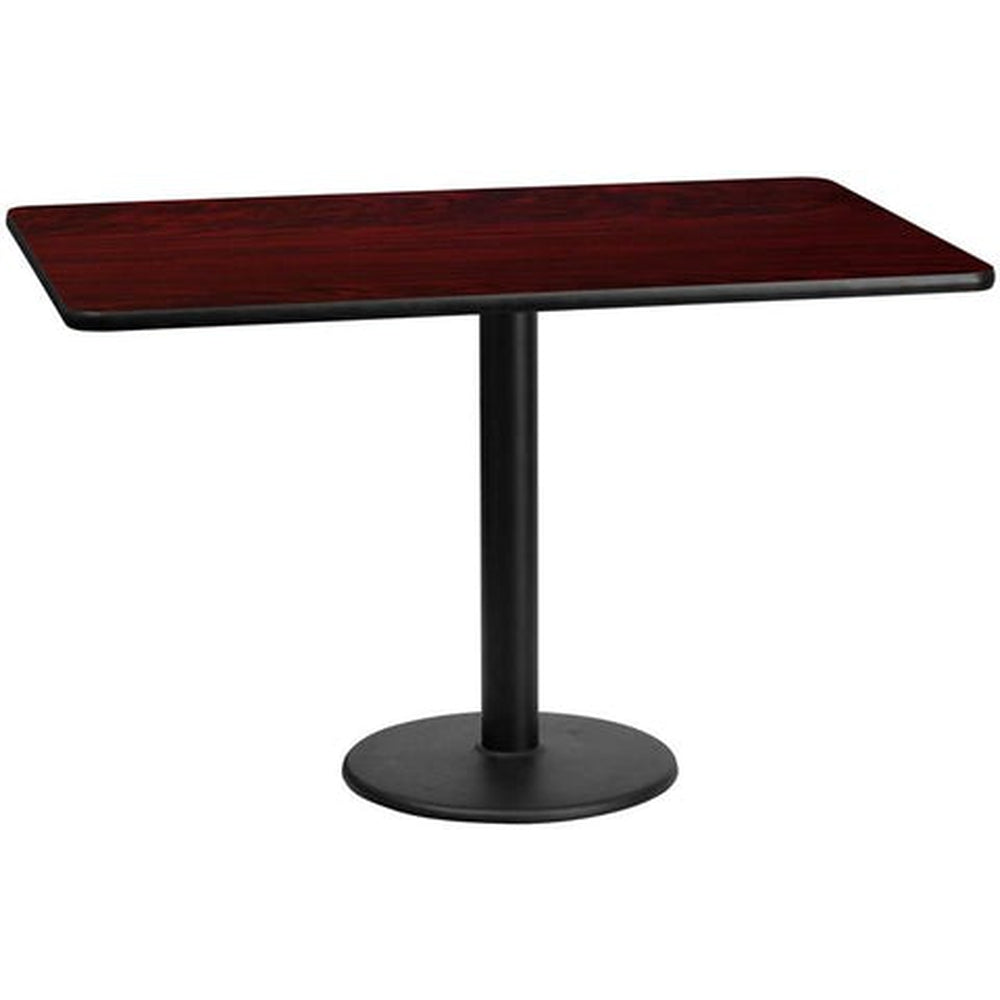 30 x 60 rectangular black laminate table top with 18 round table height bases