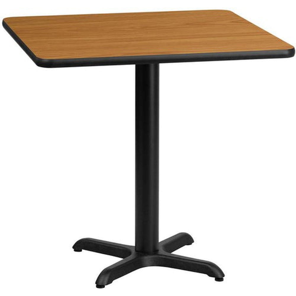 42inch square laminate table top with 33inch x 33inch table base